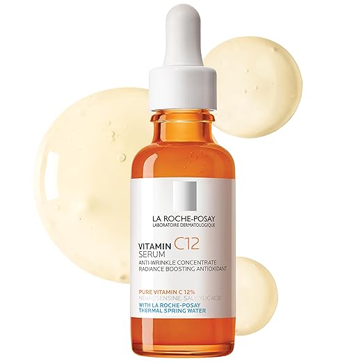 La Roche-Posay antioxidant serum with Vitamin C10 in sleek orange dropper bottle for brightening skin