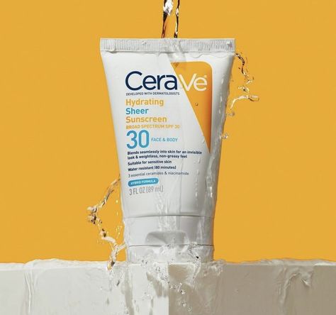 CeraVe Hydrating Sheer Sunscreen SPF 30 tube, lightweight mineral sunscreen for face with hyaluronic acid and ceramides